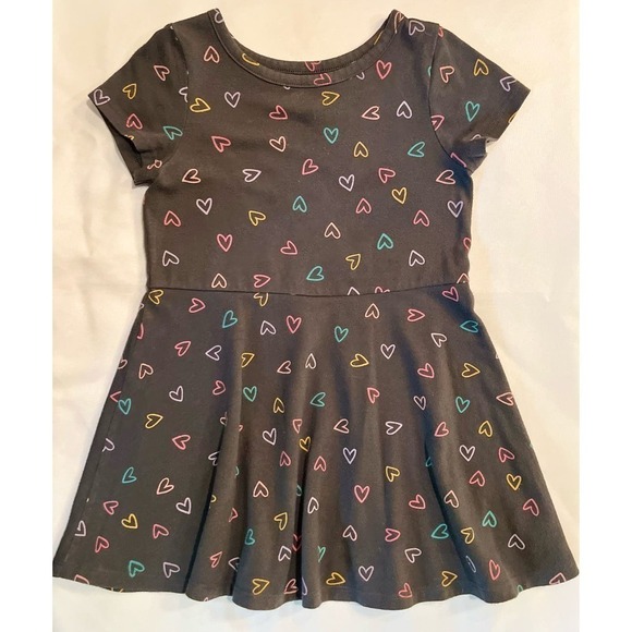 Cat & Jack Other - Cat & Jack Hearts short sleeve black knit flare dress in size 3T